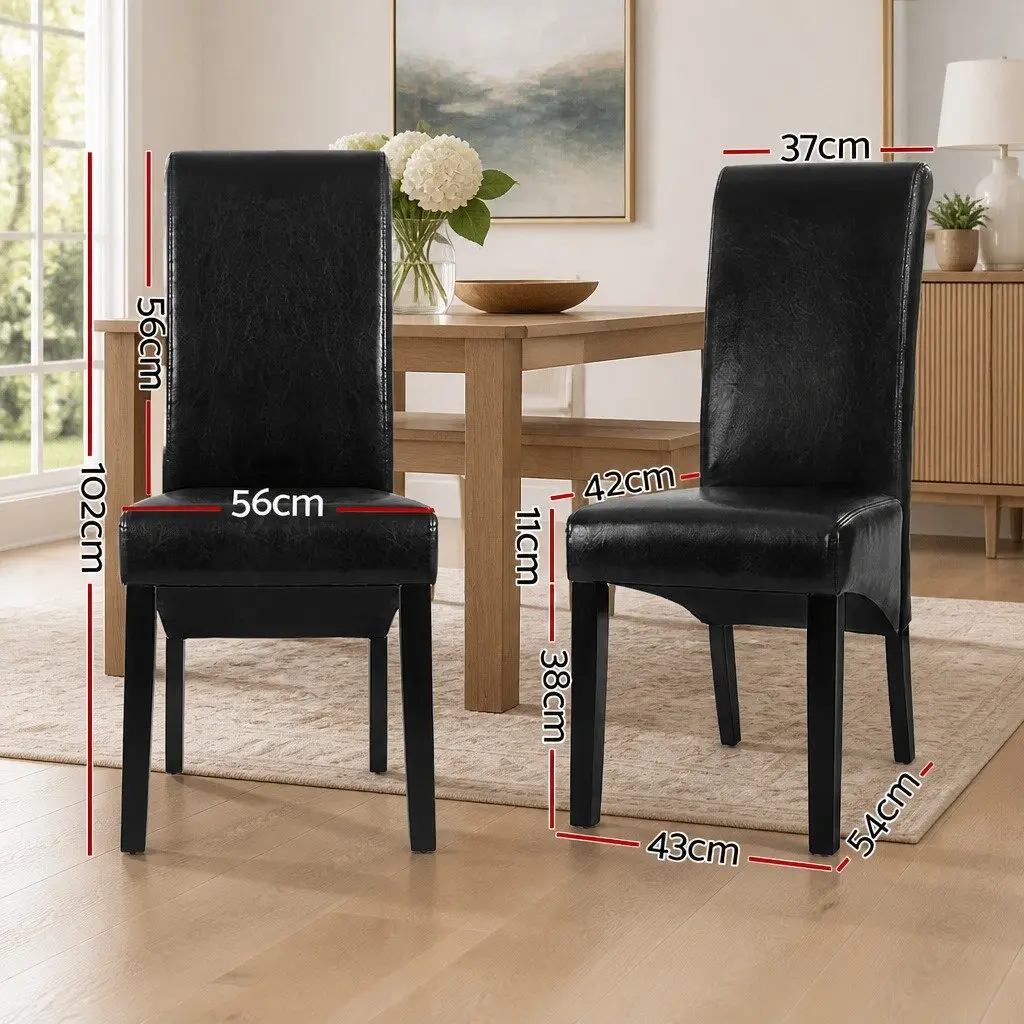 Dining Chairs Black Parsons 54cm W PU Leather