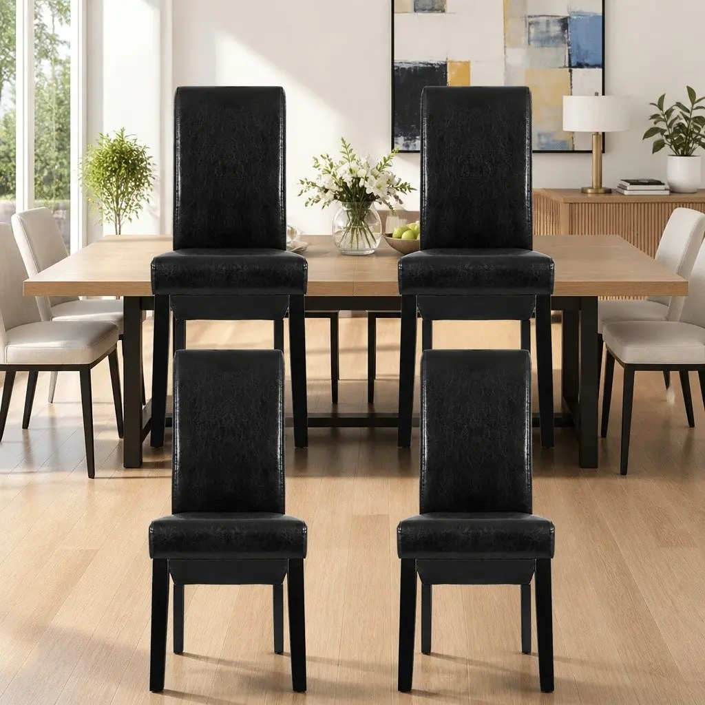Dining Chairs Black Parsons 54cm W PU Leather