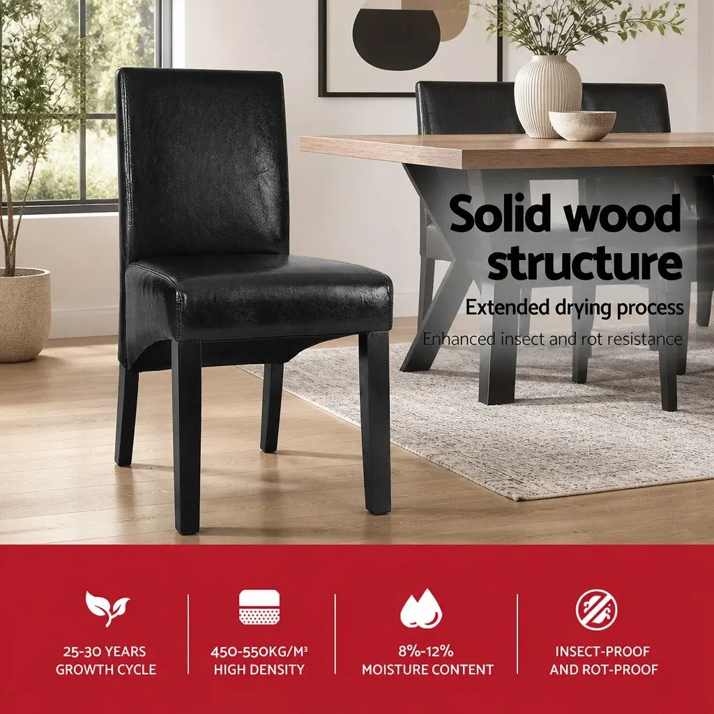 Dining Chairs Black Parsons 54cm W PU Leather