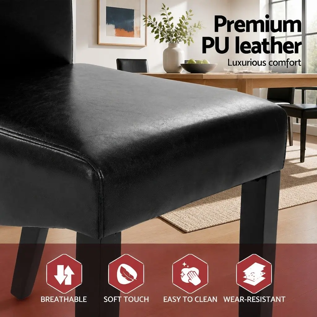 Dining Chairs Black Parsons 54cm W PU Leather