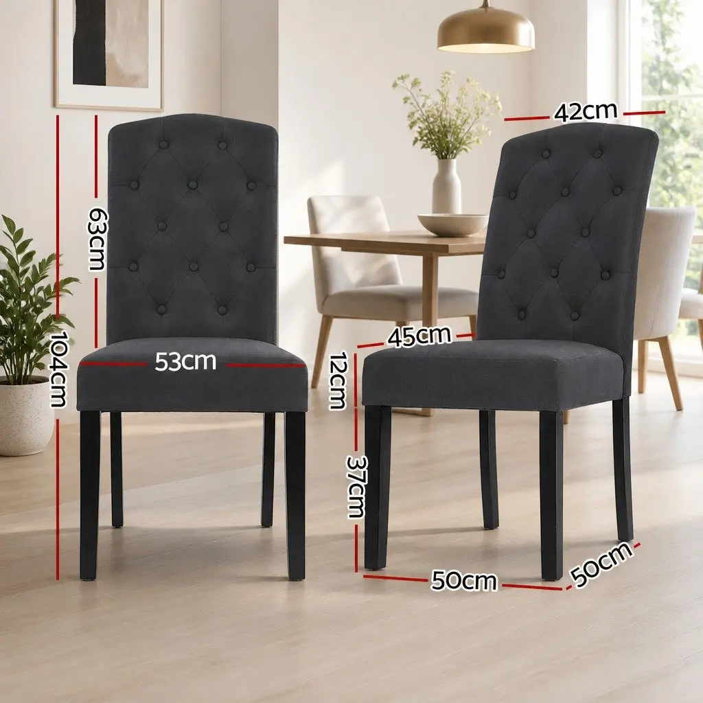 Dining Chairs Set of 4 Grey Linen Parsons Kitchen Furniture Tufted Design