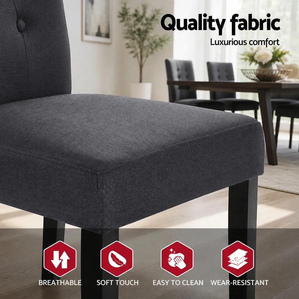 Dining Chairs Set of 4 Grey Linen Parsons Kitchen Furniture Tufted Design