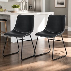 Black Retro Dining Chairs with Curved Backrest x2