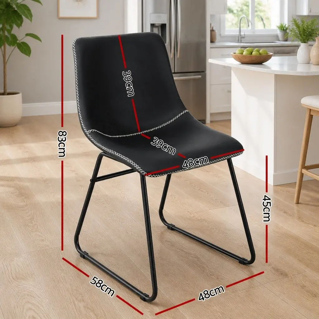Black Retro Dining Chairs with Curved Backrest x2