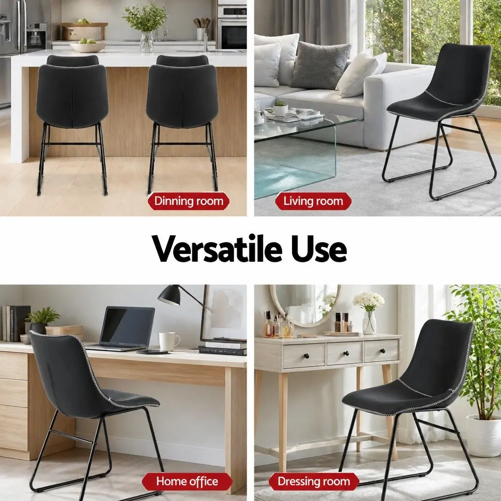 Black Retro Dining Chairs with Curved Backrest x2
