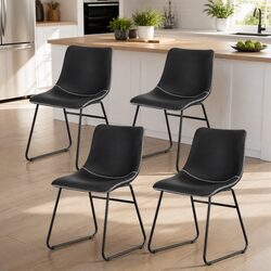 Set of 4 Retro Black Dining Chairs for Stylish Comfort