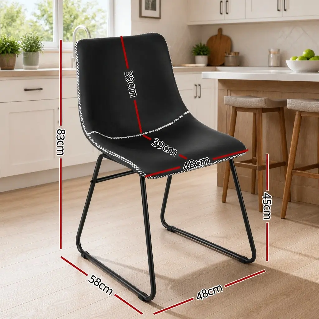 Dining Chairs Set of 4 Retro Black Accent Kitchen Lounge Seating Sled Legs