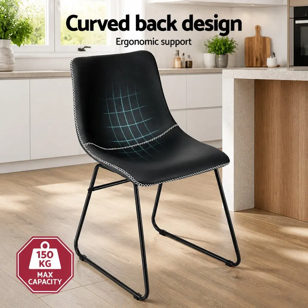 Dining Chairs Set of 4 Retro Black Accent Kitchen Lounge Seating Sled Legs