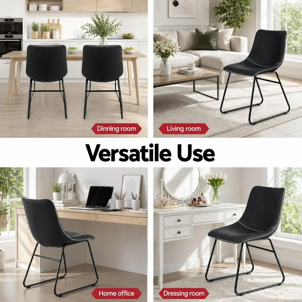Dining Chairs Set of 4 Retro Black Accent Kitchen Lounge Seating Sled Legs