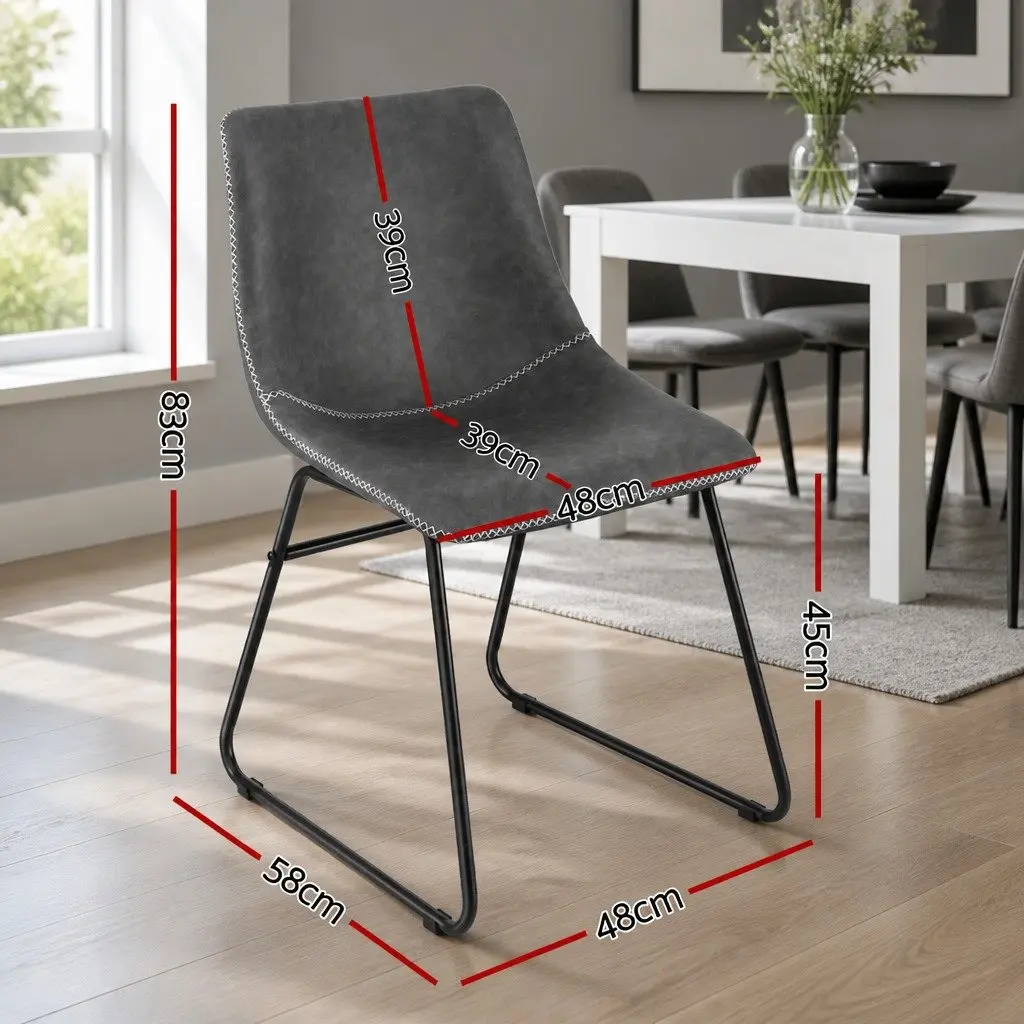Dining Chairs Set of 4 Retro Kitchen Lounge Accent Seats Grey Sled Legs