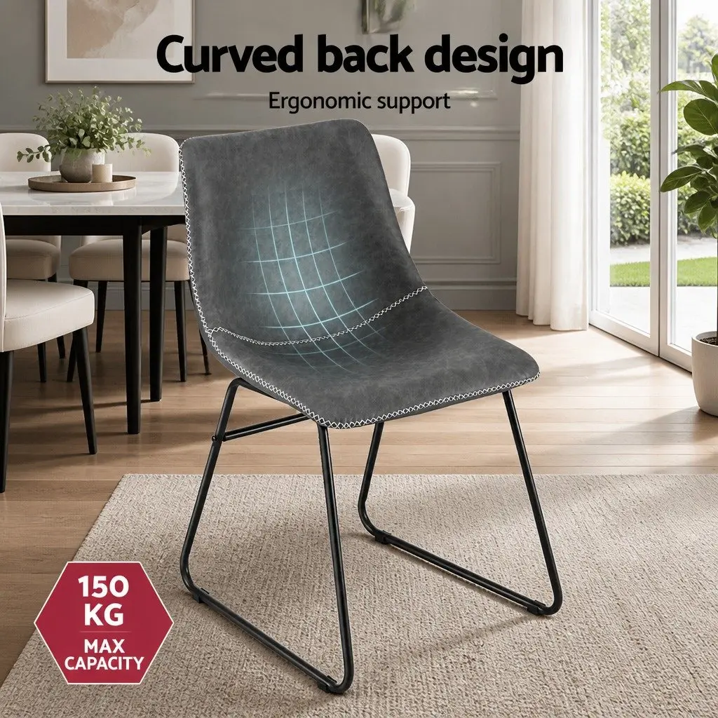Dining Chairs Set of 4 Retro Kitchen Lounge Accent Seats Grey Sled Legs