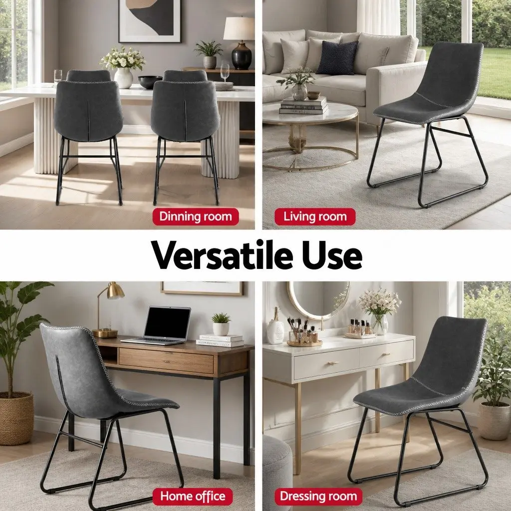 Dining Chairs Set of 4 Retro Kitchen Lounge Accent Seats Grey Sled Legs