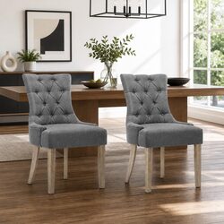 Set of 2 French Provincial Linen Dining Chairs