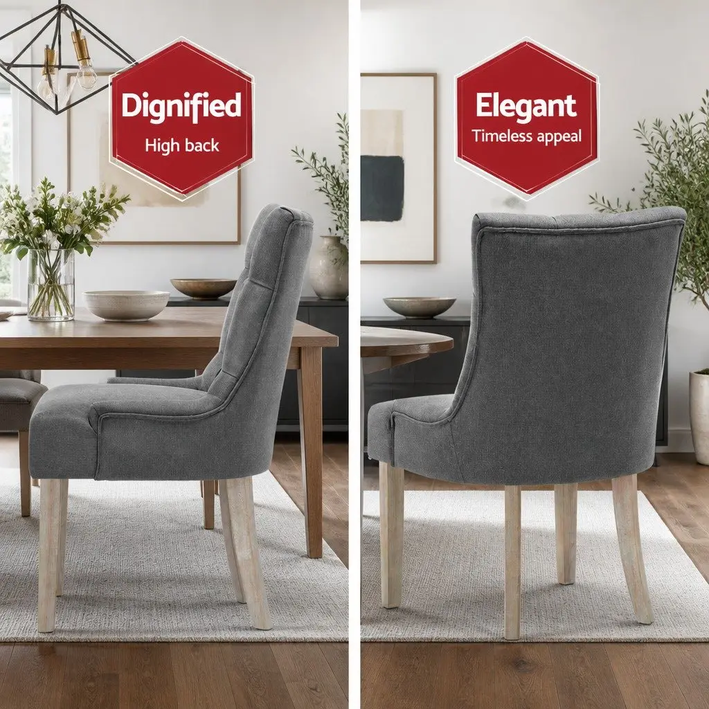 Set of 2 French Provincial Linen Dining Chairs