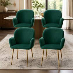 Set of 4 Green Velvet Dining Chairs for Cozy Spaces
