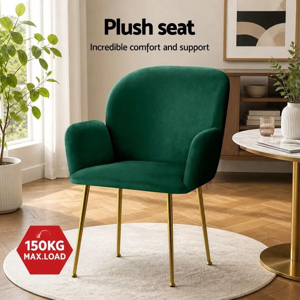 Dining Chairs Velvet Armchair Green 4 Piece Kitchen Lounge Seating