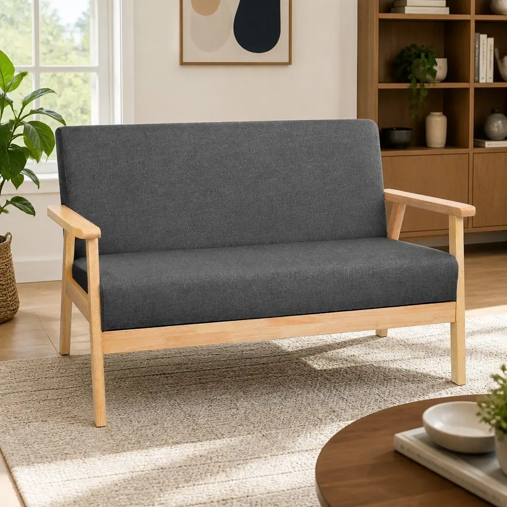 Grey 2-Seater Sofa Armchair in Scandinavian Style