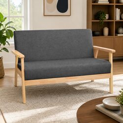 Grey 2-Seater Sofa Armchair in Scandinavian Style