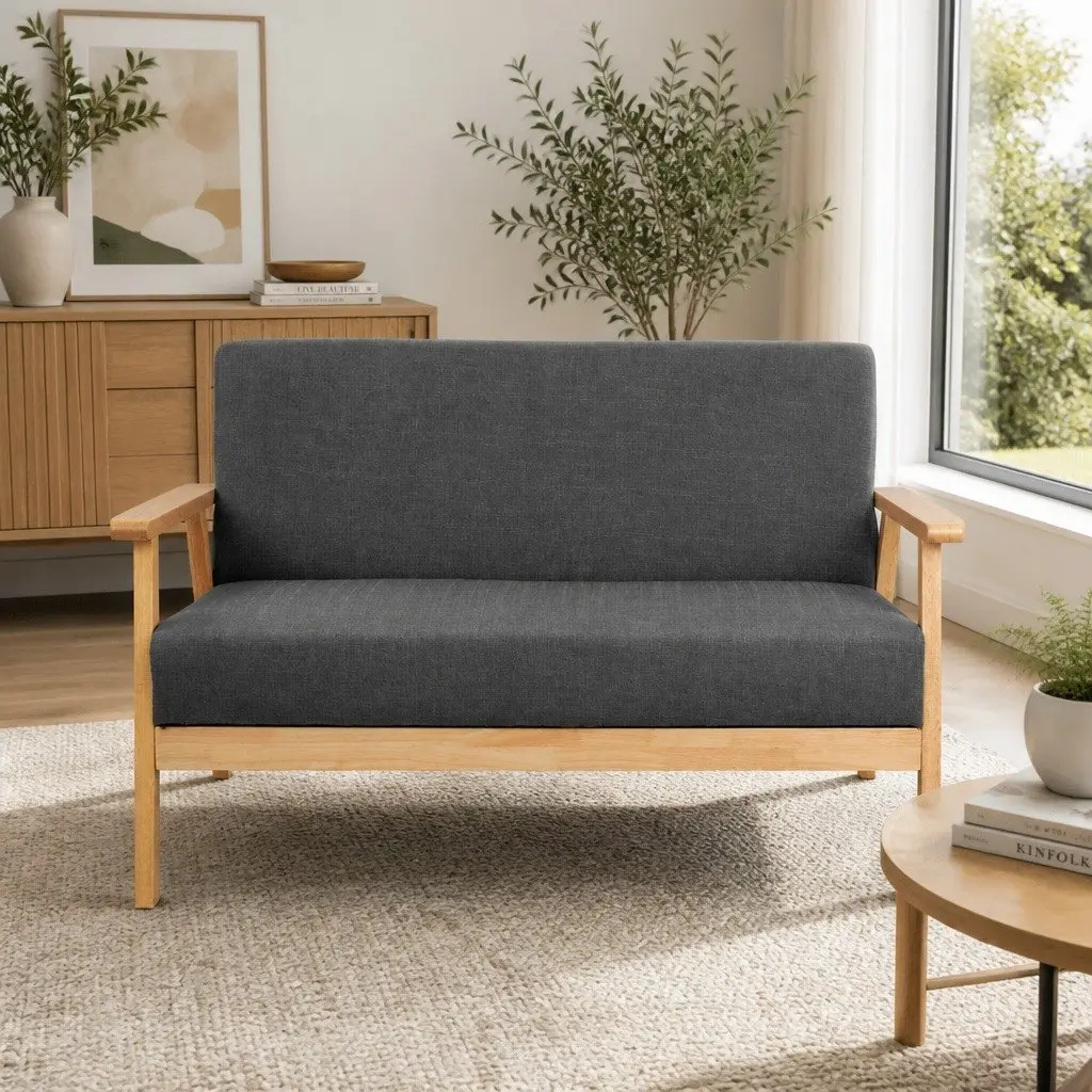 Grey 2-Seater Sofa Armchair in Scandinavian Style
