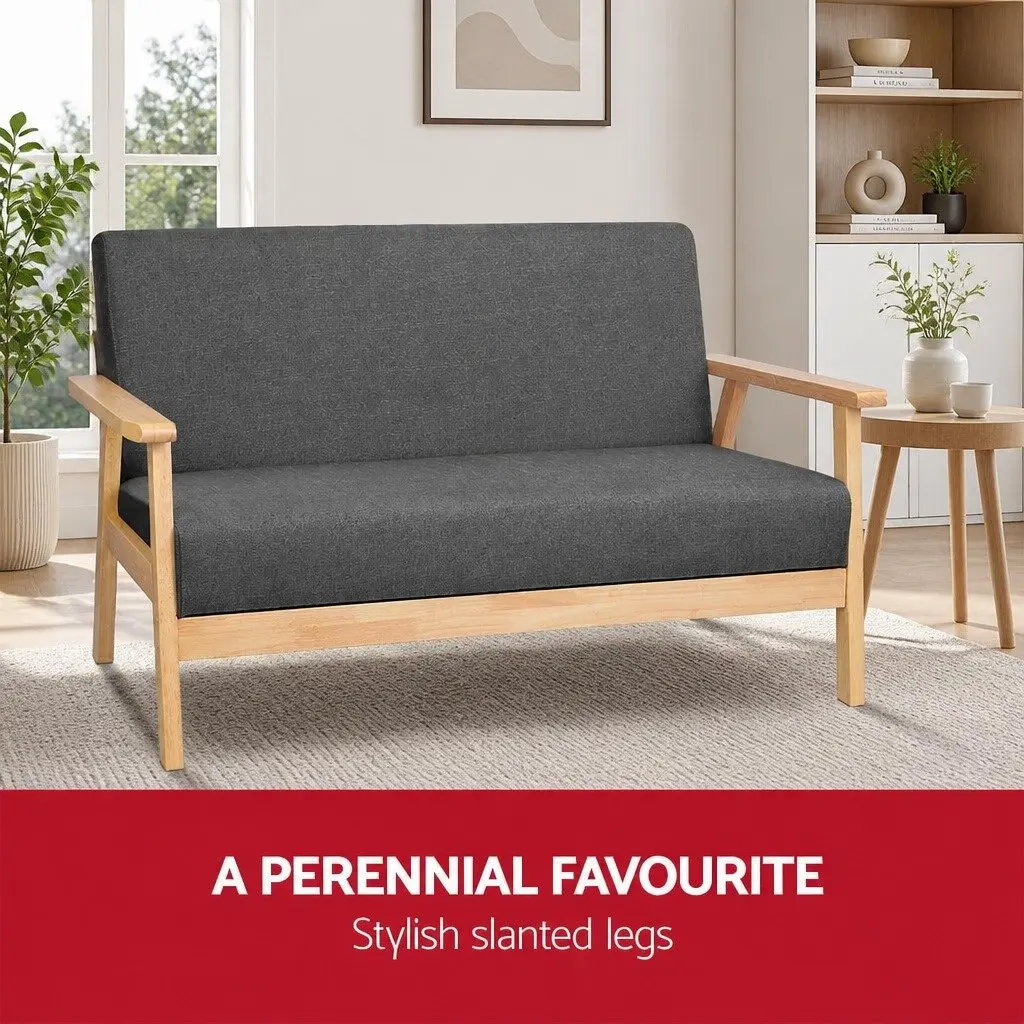 Grey 2-Seater Sofa Armchair in Scandinavian Style