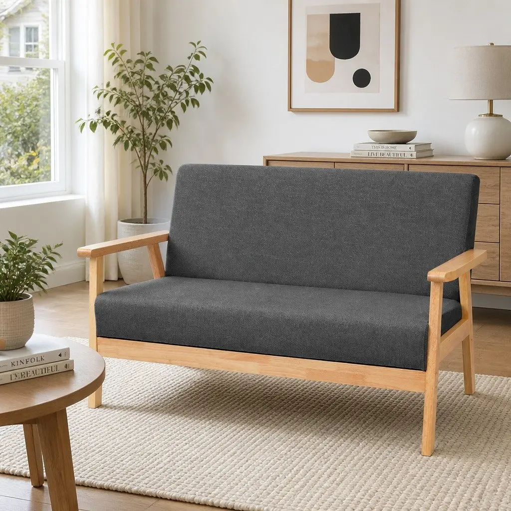 Grey 2-Seater Sofa Armchair in Scandinavian Style