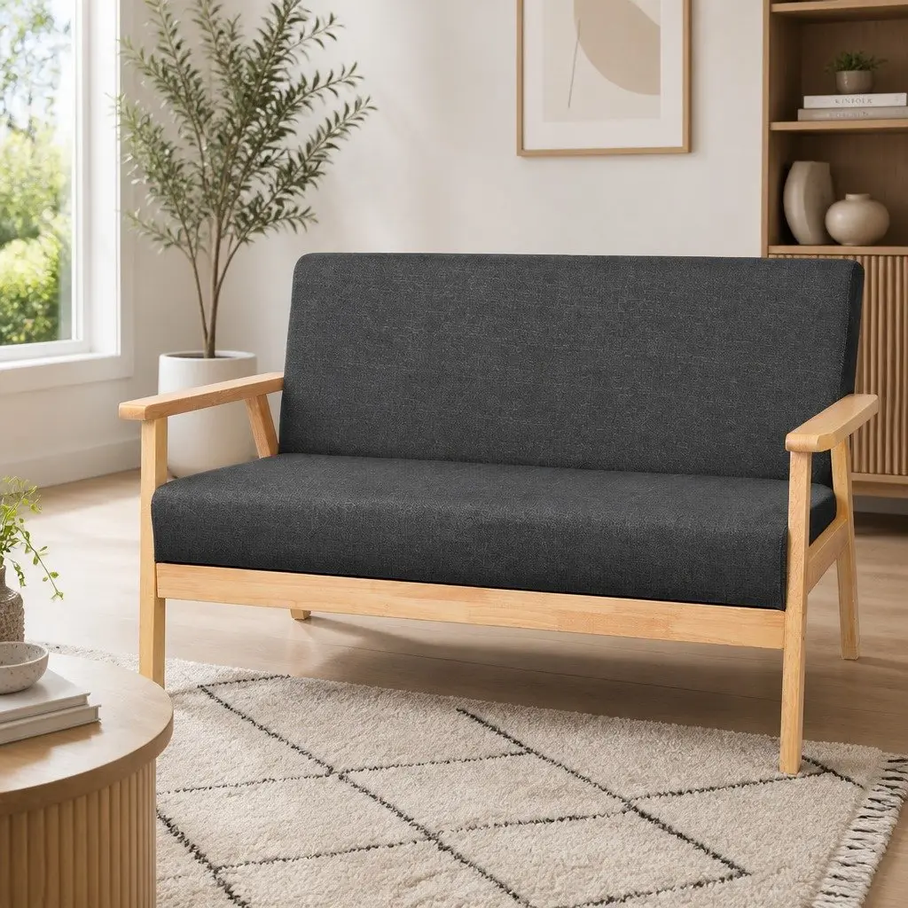 Grey 2-Seater Sofa Armchair in Scandinavian Style