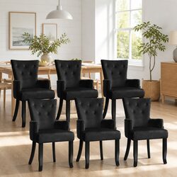 Set of 6 French Provincial Dining Chairs with Tufted Back