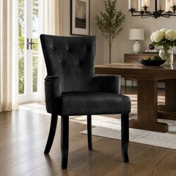 French Provincial Dining Chair in Black Velvet