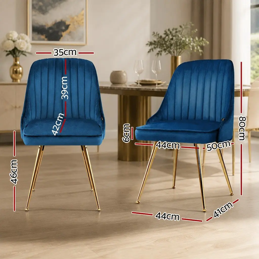 Dining Chairs Velvet Blue Scallop Shell Back Set of 4