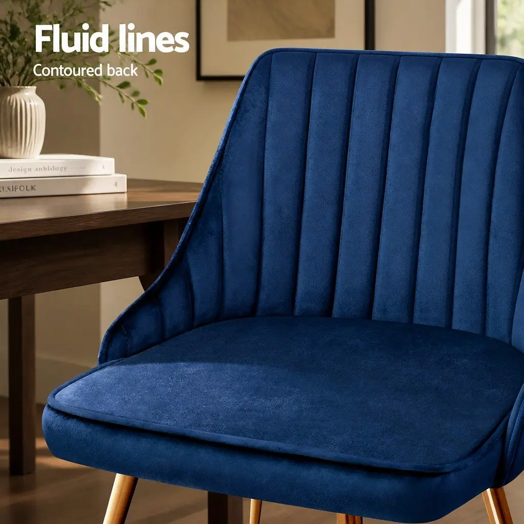 Dining Chairs Velvet Blue Scallop Shell Back Set of 4