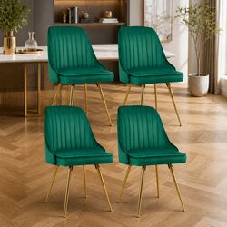 Velvet Dining Chairs Set of 4 with Scallop Shell Back