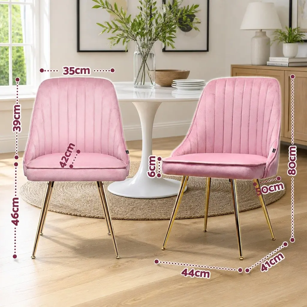 Dining Chairs Velvet Channel Tufted Pink 6 Piece Kitchen Furniture Modern