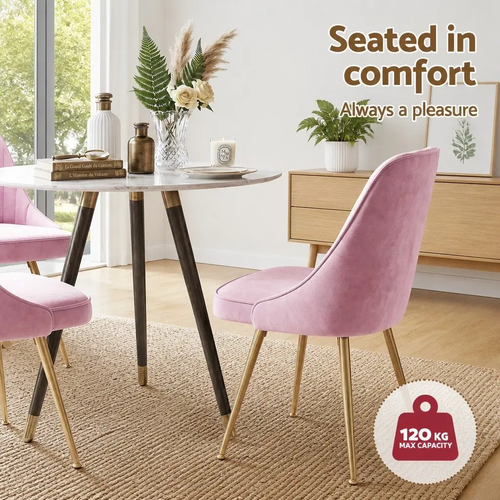 Dining Chairs Velvet Channel Tufted Pink 6 Piece Kitchen Furniture Modern