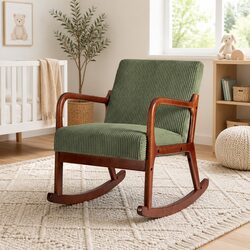 Green Corduroy Rocking Armchair Lounge Chair