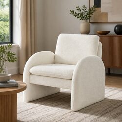 Curved Boucle Armchair for Cozy Living Spaces