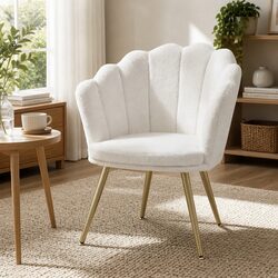 Elegant Teddy Fleece White Accent Armchair