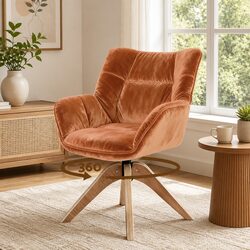 Comfortable Brown Velvet Swivel Armchair for Living Spaces