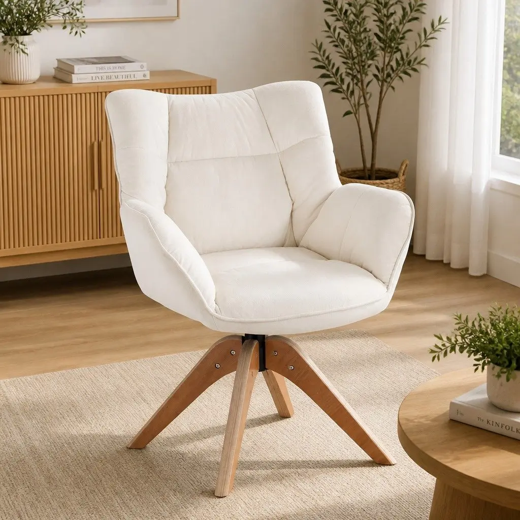 White Velvet Swivel Armchair for Comfort and Style
