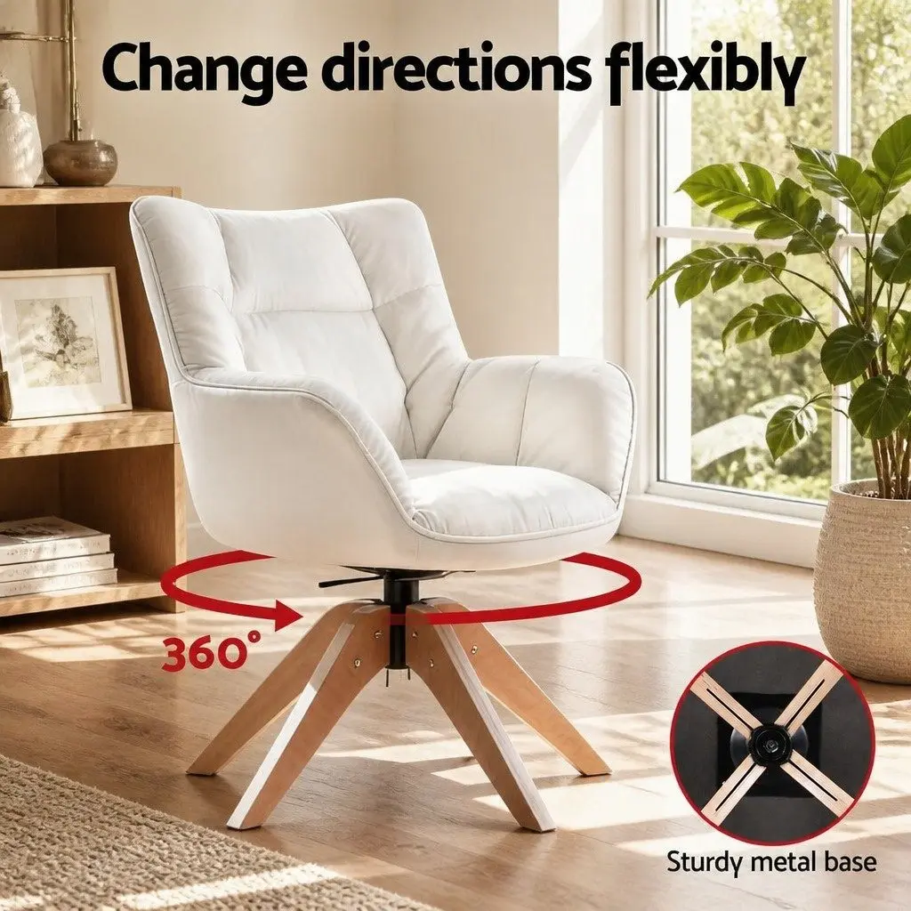 White Velvet Swivel Armchair for Comfort and Style