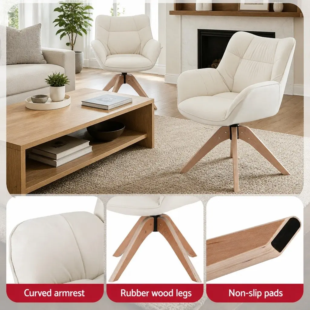 White Velvet Swivel Armchair for Comfort and Style