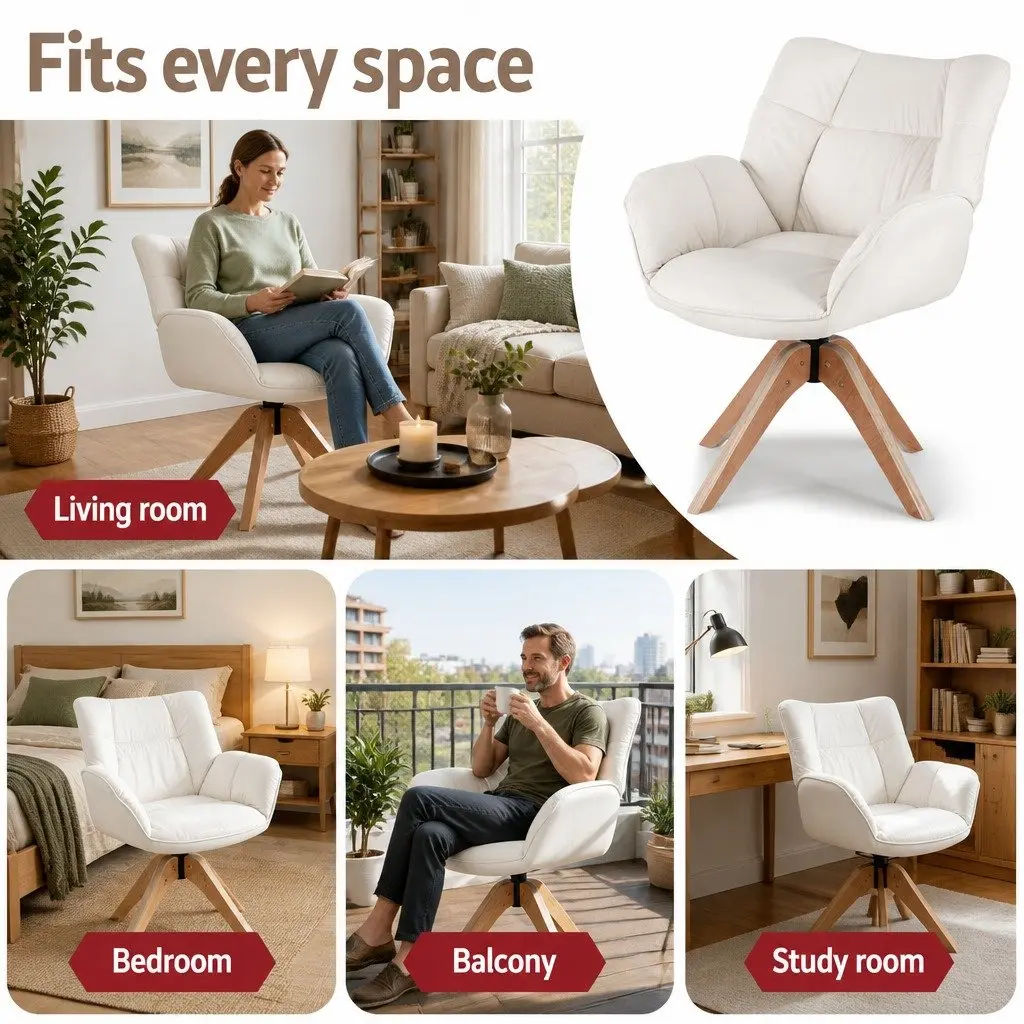 White Velvet Swivel Armchair for Comfort and Style