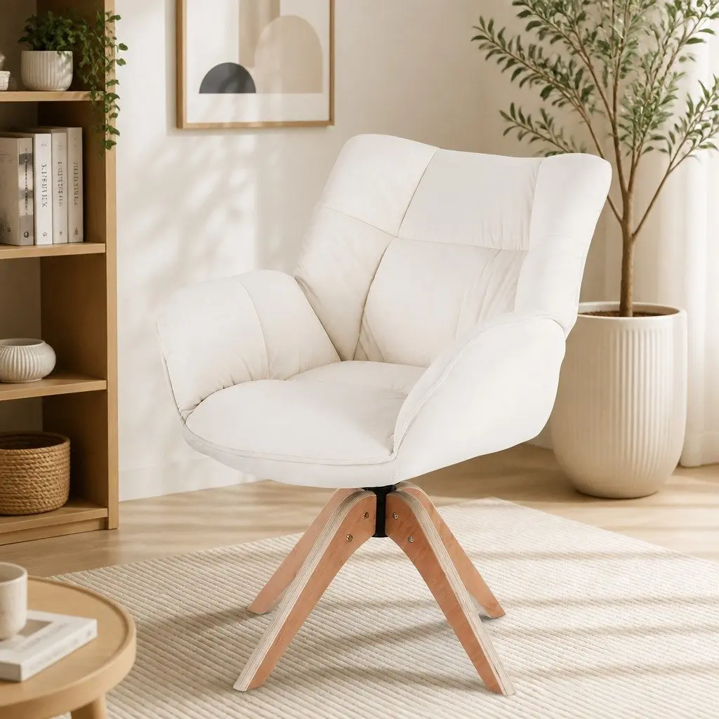 White Velvet Swivel Armchair for Comfort and Style