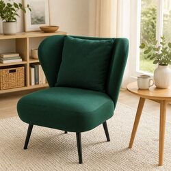 Green Velvet Wing Back Accent Armchair