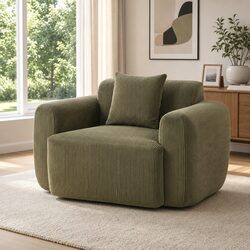Cozy Green Corduroy Armchair Sofa with Cushion