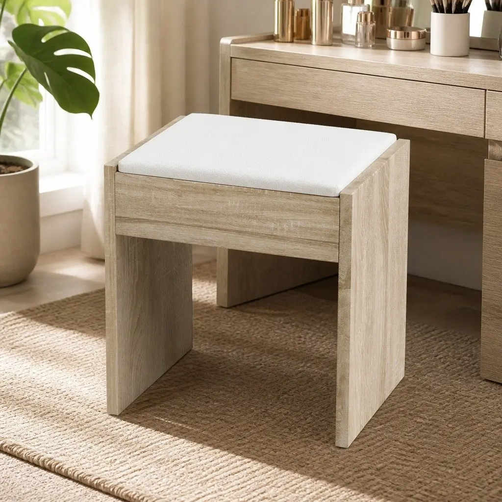 Dressing Table Vanity Set with LED Mirror Stool Makeup Bedroom Furniture Storage