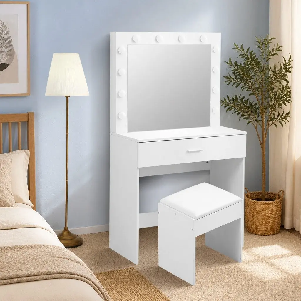 Dressing Table Set with LED Mirror and Stool