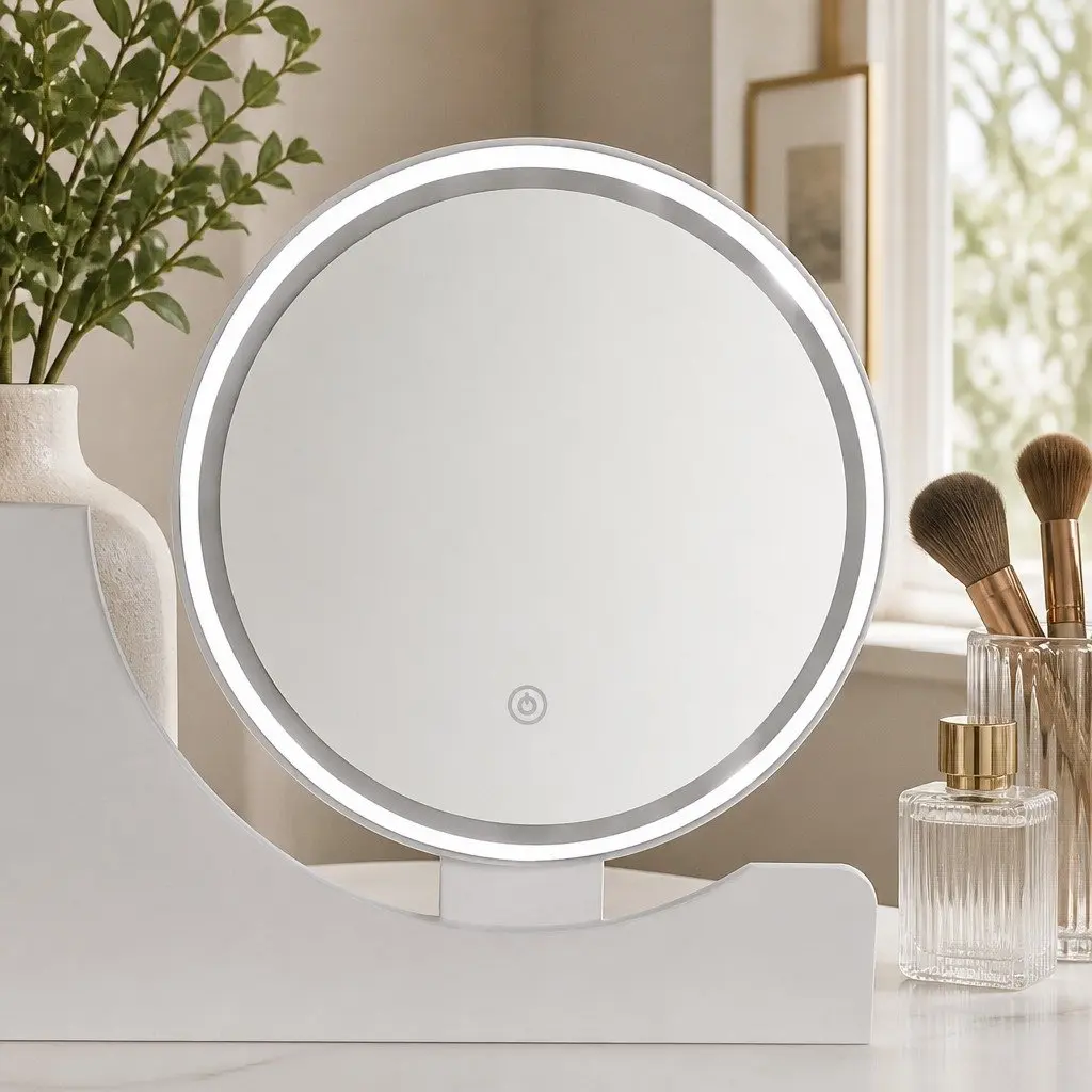 LED Mirror Vanity Makeup Desk with Stool and Storage