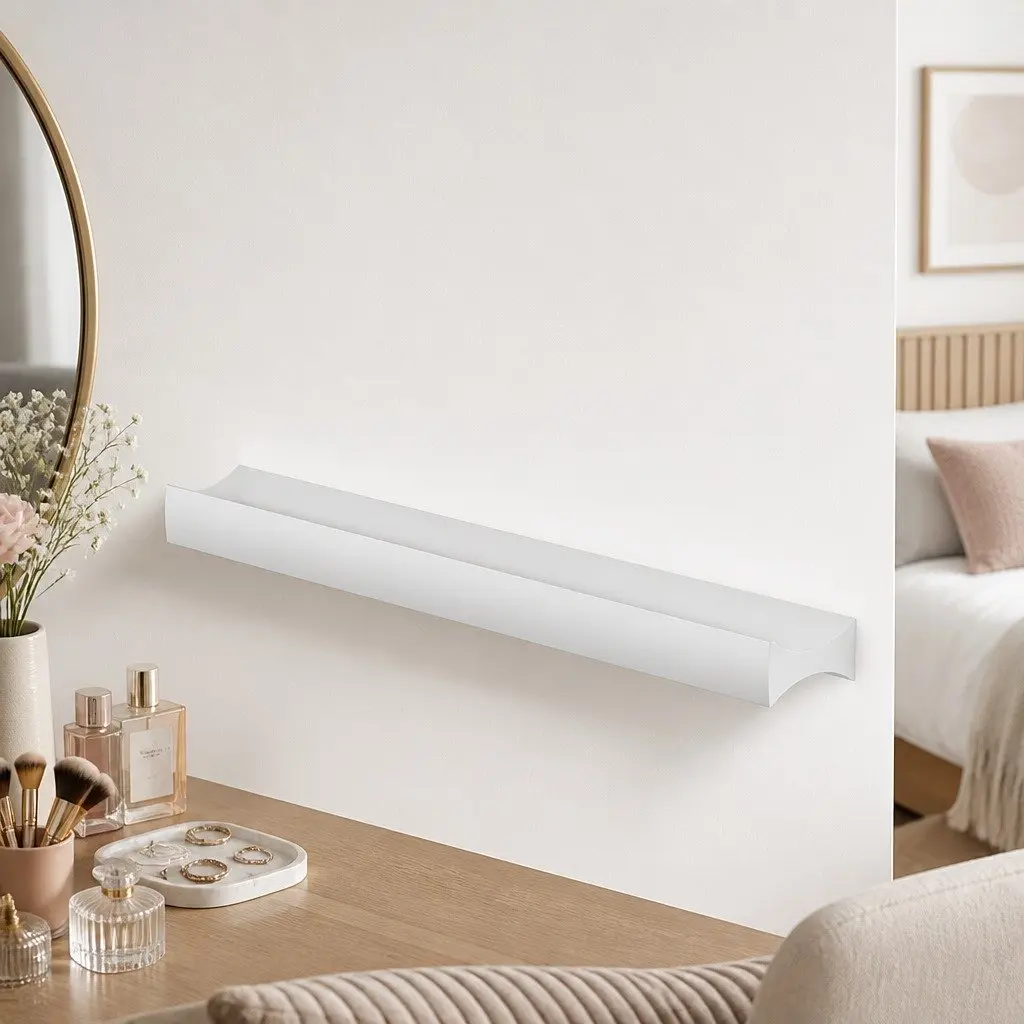 Vanity Desk Makeup Mirror LED Lights White Matte 90cm Particle Board MDF