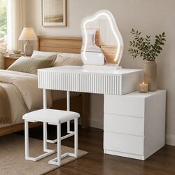 Elegant Dressing Table Set with LED Mirror and Stool