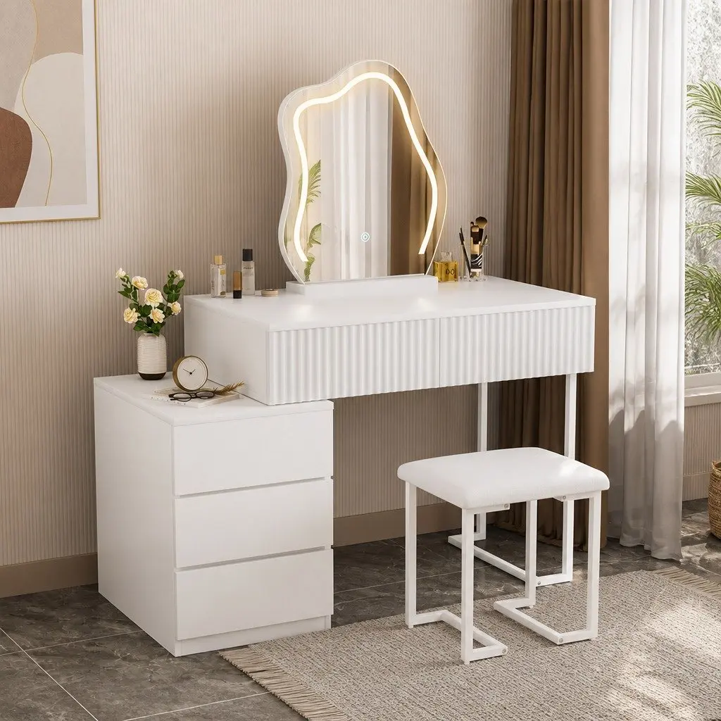 Dressing Table Set with LED Mirror and Stool